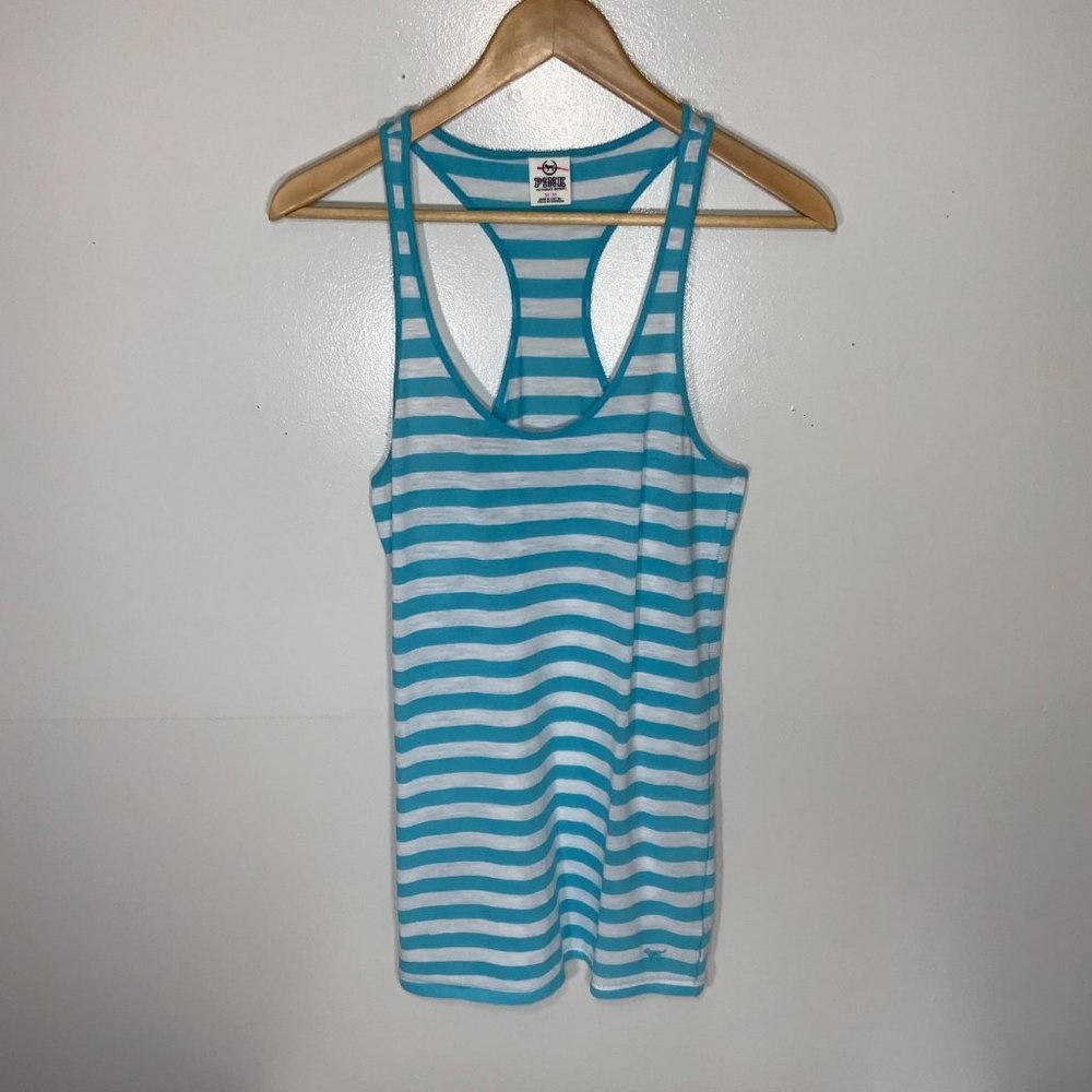 Pink Medium Blue and White Tank Top